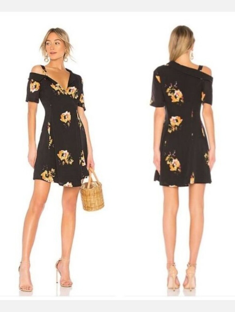 ALC Lucia Floral Silk Cold One Shoulder Dress
